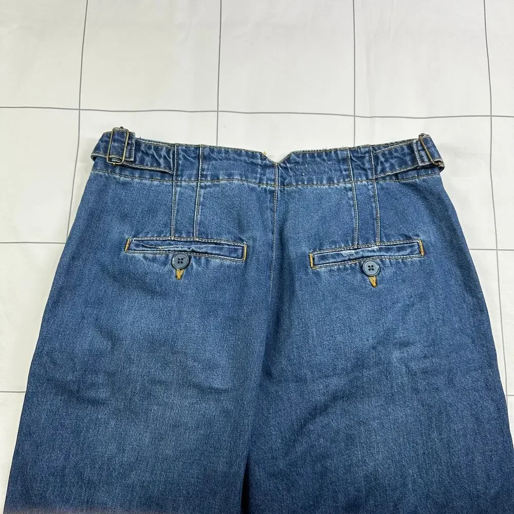 Anthropologie Pilcro Jeans Womens 26 Blue Pleated Baggy Wide Leg Relaxed Denim